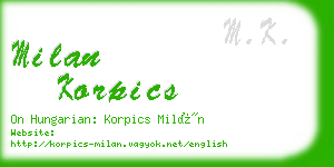 milan korpics business card